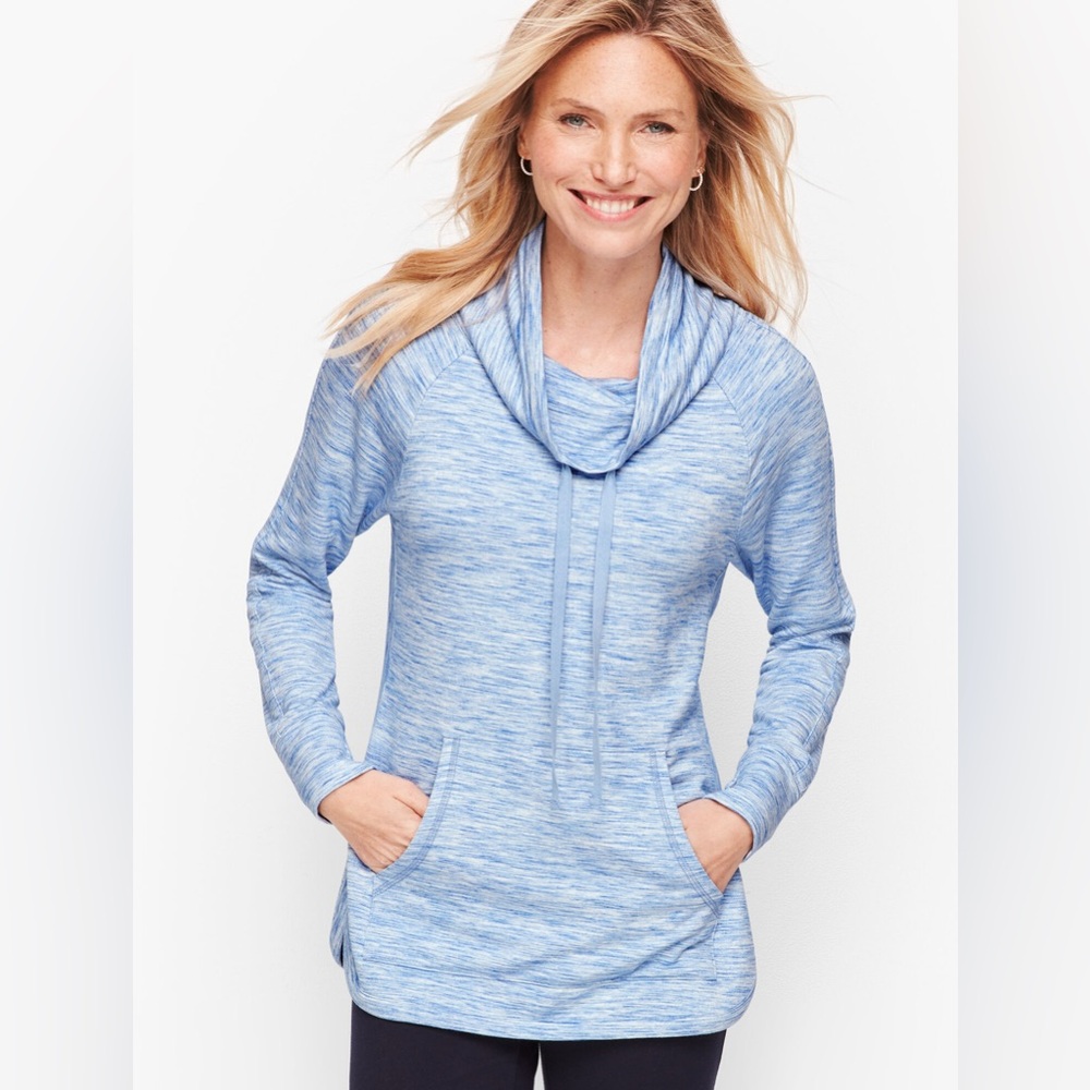 T by Talbots cowlneck pullover blue